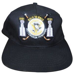 Vintage 1991-92 Back 2 Back Pittsburgh Penguins Stanley Cup Champs Hat TWINS